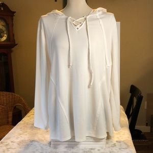 Style & Co Loose fit lace up neckline- lace detailed hoodie never worn